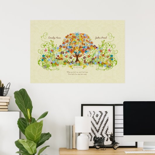 Enchanted Forest Circle of Love Wedding Tree ポスター (ホームオフィス)