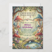 Enchanted Forest Fairies 3rd Birthday Party 招待状 (正面)