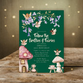 Enchanted Forest Fairies Fireflies  Birthday  箔招待状