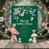 Enchanted Forest Fairies Fireflies  Birthday  箔招待状