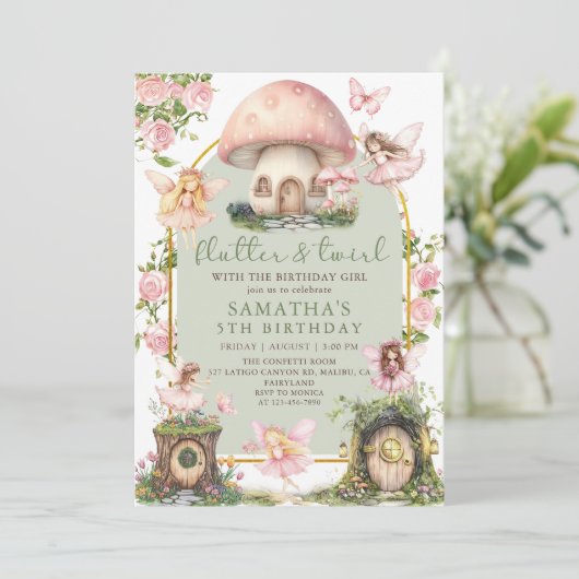 Enchanted Forest Fairy Birthday Invitation 招待状 (スタンド正面)