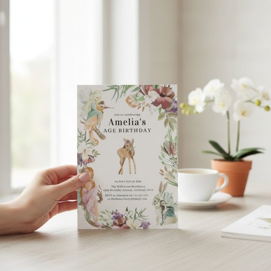 Enchanted Forest Fairy Birthday Party Invite 招待状