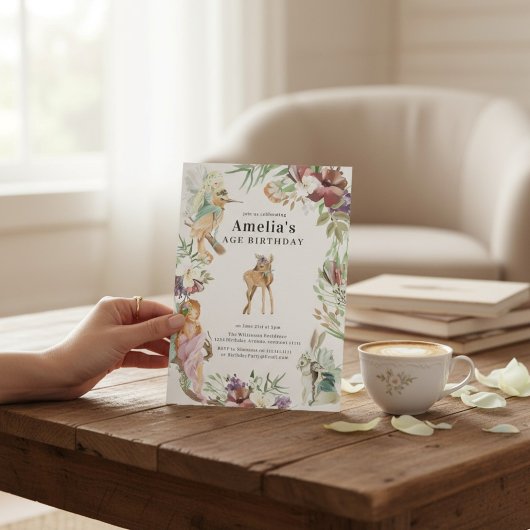 Enchanted Forest Fairy Birthday Party Invite 招待状