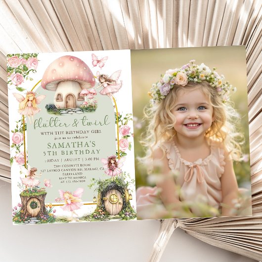 Enchanted Forest Fairy Birthday Photo Invitation 招待状