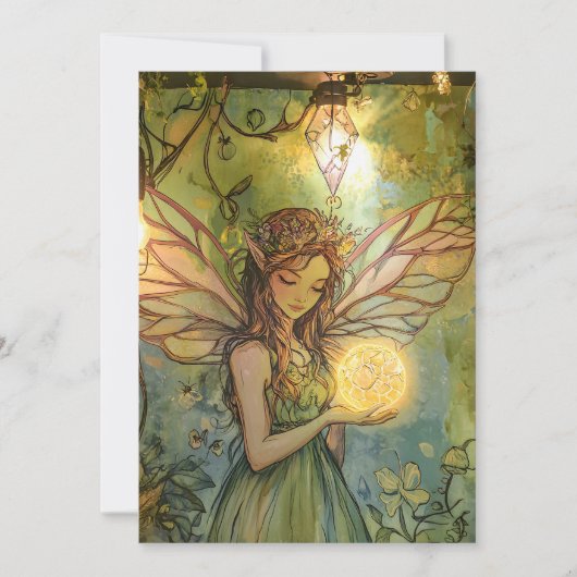 Enchanted Forest Fairy Fairy First Birthday 招待状 (正面)