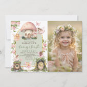 Enchanted Forest Fairy First Birthday Photo 招待状 (正面)