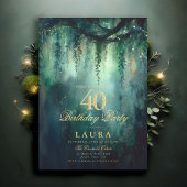Enchanted Forest Fairy Gold Greenery 40th Birthday 招待状