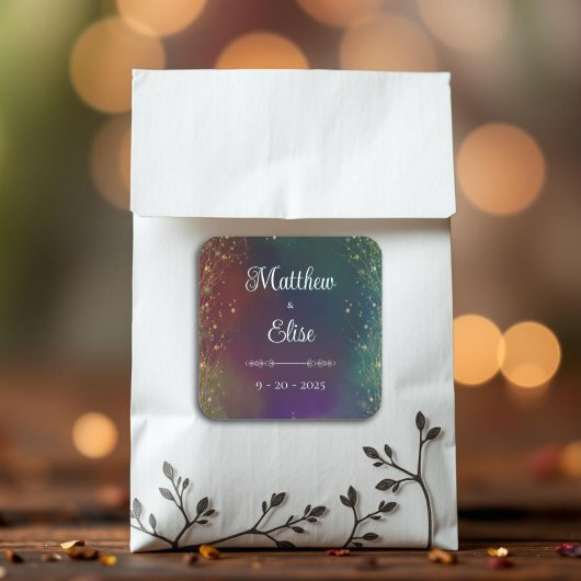 Enchanted Forest Fairy Lights Fantasy Wedding スクエアシール