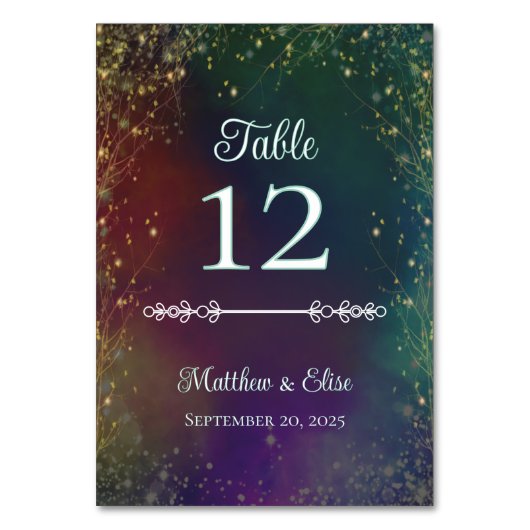 Enchanted Forest Fairy Lights Wedding テーブルナンバー (正面)