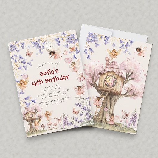 Enchanted Forest Fairy Treehouse Birthday Invite 招待状