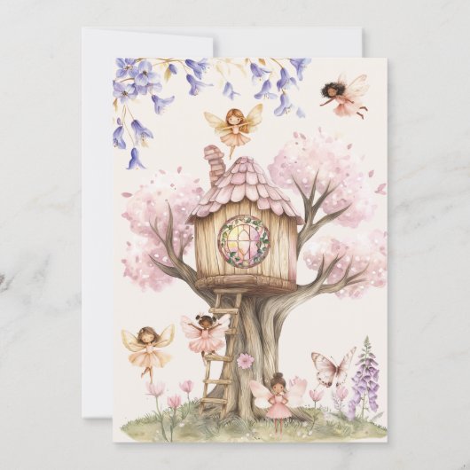Enchanted Forest Fairy Treehouse Birthday Invite 招待状 (裏面)