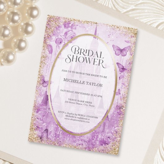 Enchanted Forest Fairytale Castle Floral Bridal 招待状
