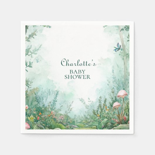 Enchanted Forest Fairytale Forest Baby Shower スタンダードカクテルナプキン (正面)