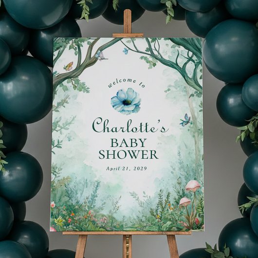 Enchanted Forest Fairytale Forest Baby Shower Sign ポスター