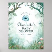 Enchanted Forest Fairytale Forest Baby Shower Sign ポスター (正面)