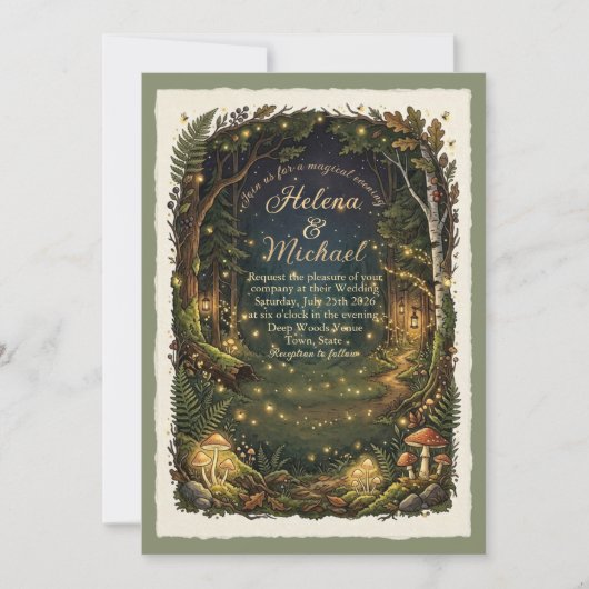Enchanted Forest Firefly Wedding Invitation 招待状 (正面)
