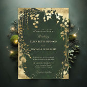 Enchanted Forest Foliage Frame Gold Magic Wedding 招待状