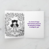 Enchanted Forest Girl's Birthday + Coloring Page カード (内部)