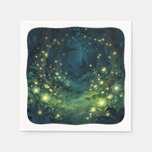 Enchanted Forest Glow Magical Night スタンダードカクテルナプキン (正面)