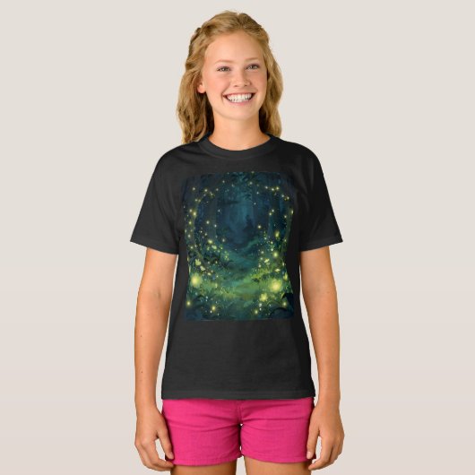 Enchanted Forest Glow Magical Night Tシャツ (正面フル)
