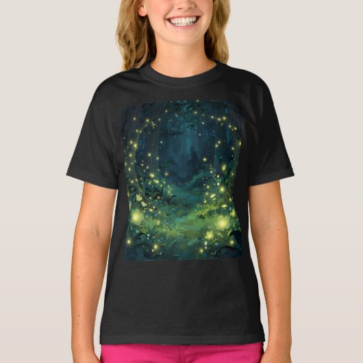 Enchanted Forest Glow Magical Night Tシャツ (正面)