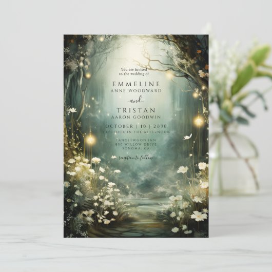 Enchanted Forest Glow Wedding 招待状 (スタンド正面)
