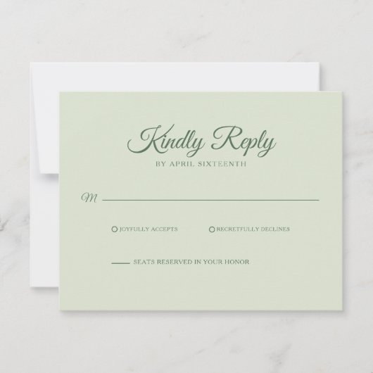 Enchanted Forest Green Wedding RSVP (正面)