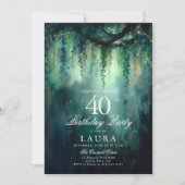 Enchanted Forest Greenery Fairy 40th Birthday 招待状 (正面)