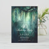 Enchanted Forest Greenery Fairy 40th Birthday 招待状 (スタンド正面)