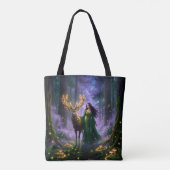 Enchanted Forest Guardian & Majestic Deer Tote Bag トートバッグ (裏面)