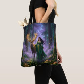 Enchanted Forest Guardian & Majestic Deer Tote Bag トートバッグ (クローズアップ)