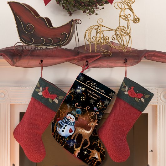 Enchanted Forest Holiday Stocking-Woodland Animals スモールクリスマスストッキング