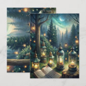 Enchanted Forest Lanterns Under Moonlight ポストカード (正面/裏面)
