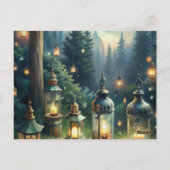 Enchanted Forest Lanterns Under Moonlight ポストカード (裏面)