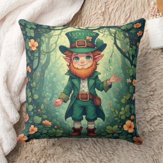 Enchanted Forest Leprechaun Luckyish Nursery Decor クッション (ブランケット)