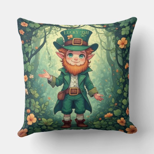 Enchanted Forest Leprechaun Luckyish Nursery Decor クッション (裏面)