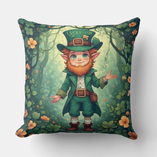 Enchanted Forest Leprechaun Luckyish Nursery Decor クッション (正面)