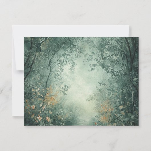 Enchanted Forest Light Green Wedding RSVP (裏面)