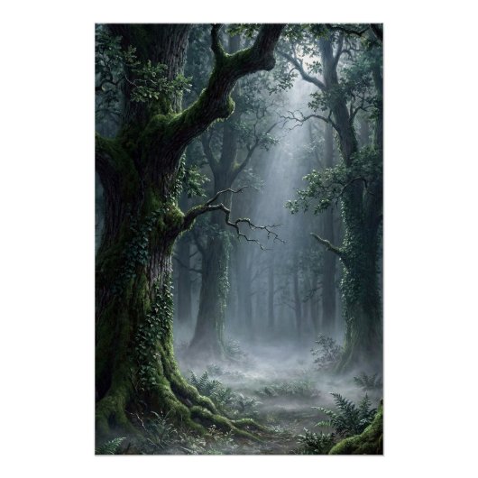 Enchanted Forest | Misty Woodland Fantasy Poster ポスター (正面)