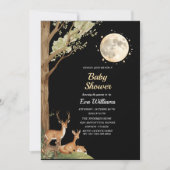 Enchanted Forest Moonlight Deer Baby Shower  招待状 (正面)
