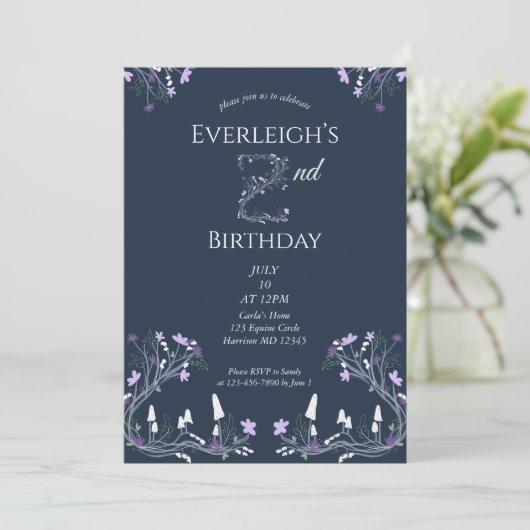 Enchanted Forest Mushroom Second Birthday 招待状 (スタンド正面)