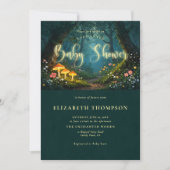 Enchanted Forest Mushrooms Glow Script Baby Shower 招待状 (正面)