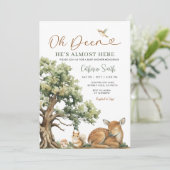 Enchanted Forest Oh Deer Baby Shower Gingham 招待状 (スタンド正面)