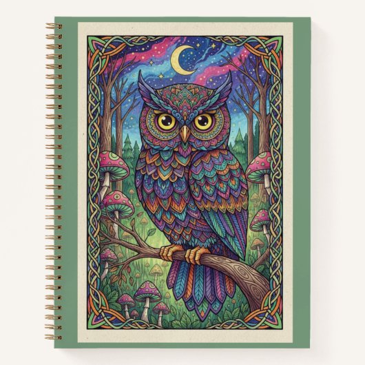 Enchanted Forest Owl Moon Zentangle Journal ノートブック (正面)