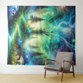 Enchanted Forest Path Glowing Mushrooms Cosmic Sky タペストリー (インサイチュ(横))