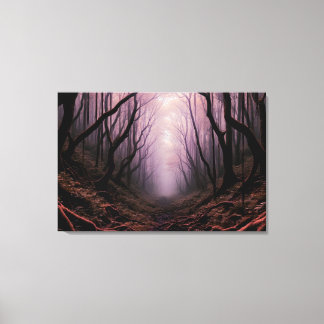 Enchanted Forest Path – Pink Dark Landscape Canvas キャンバスプリント