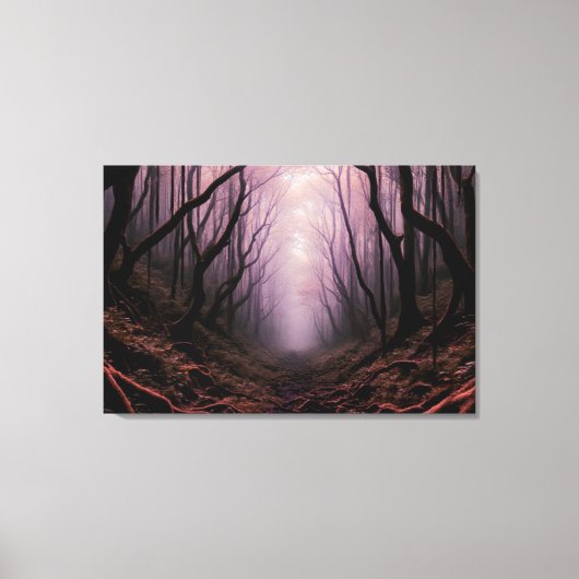 Enchanted Forest Path – Pink Dark Landscape Canvas キャンバスプリント (正面)