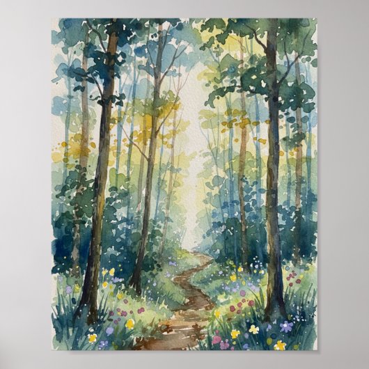 Enchanted Forest Path Watercolor Print - Original ポスター (正面)