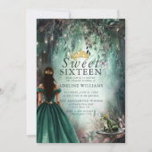 Enchanted Forest Princess Frog Fairytale Sweet 16 招待状 (正面)