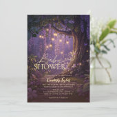 Enchanted Forest Purple Woodland Baby Shower  招待状 (スタンド正面)